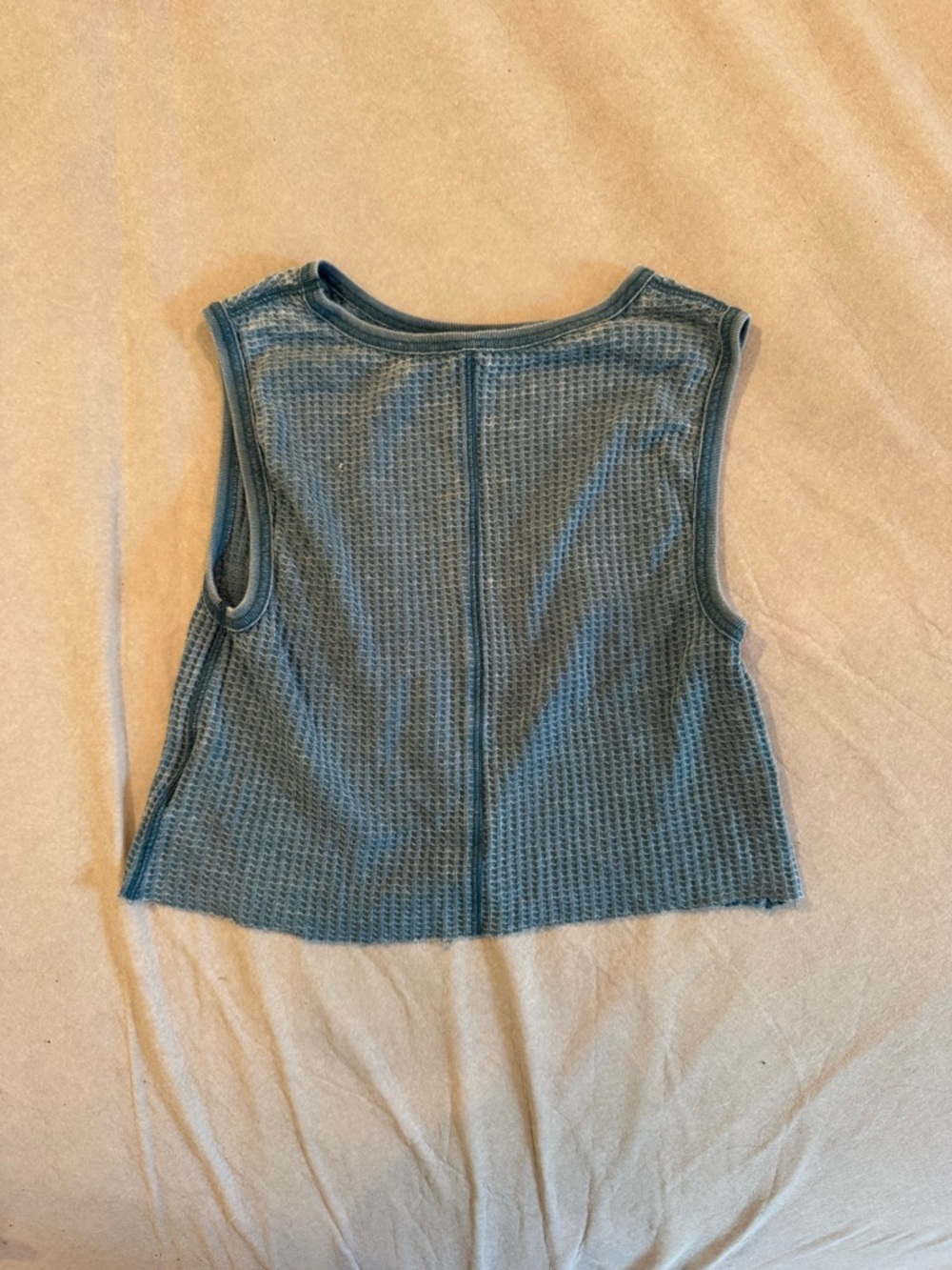 Free People Blue Waffle Tank with Rose Graphic - Picture 3 of 3